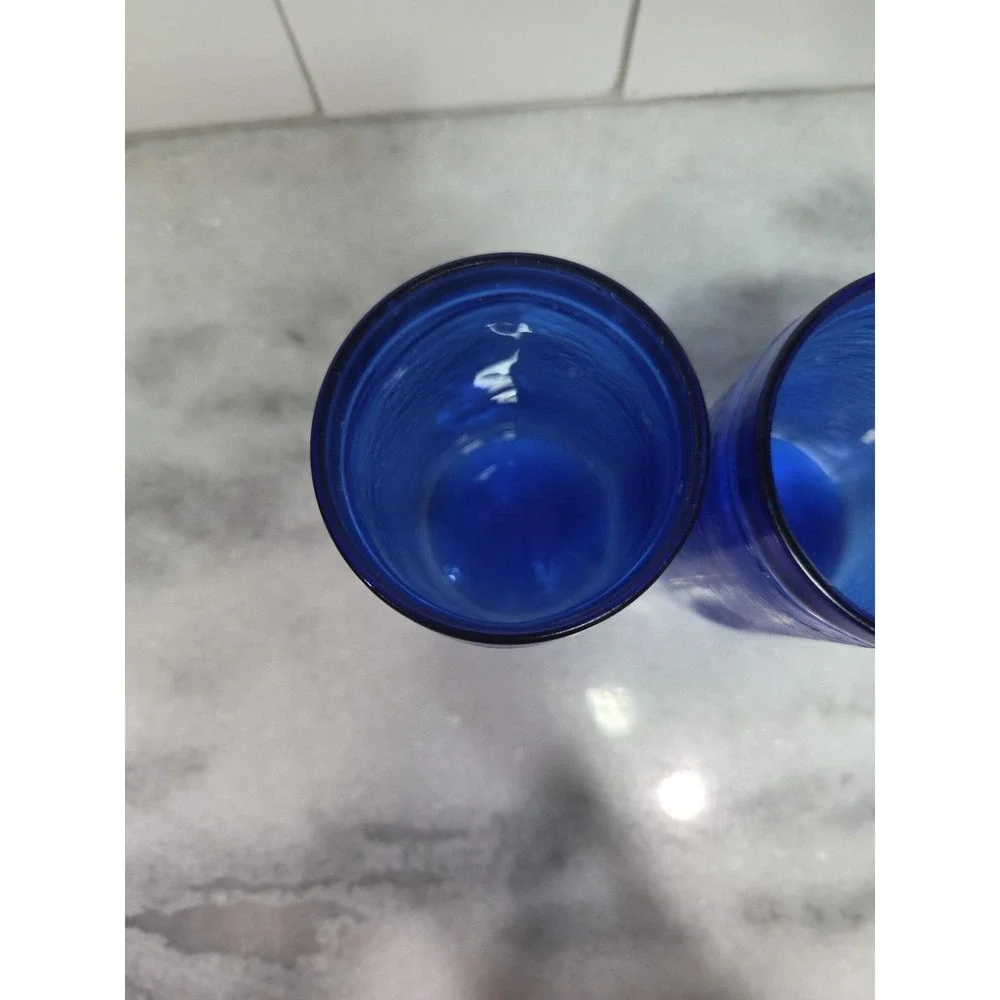 Gelado Cobalt Blue Juice Glasses, Set‎ of 2, 10 oz Textured Glass, 4.5
